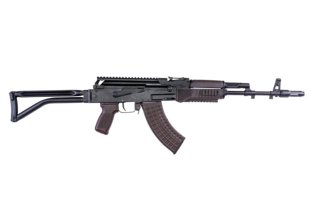 A picture of 0013305 arsenal sam7sf 762x39mm semi auto rifle with plum furniture ar m5f rail system plum 30rd mag with USA Gun Store