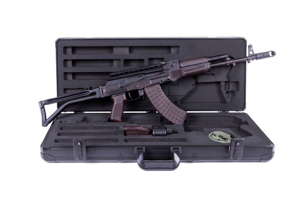 A picture of 0013202 arsenal sam7sf plum bulgarian side folder ak47 package 30rd mag sm 13 rail custom hard case with USA Gun Store
