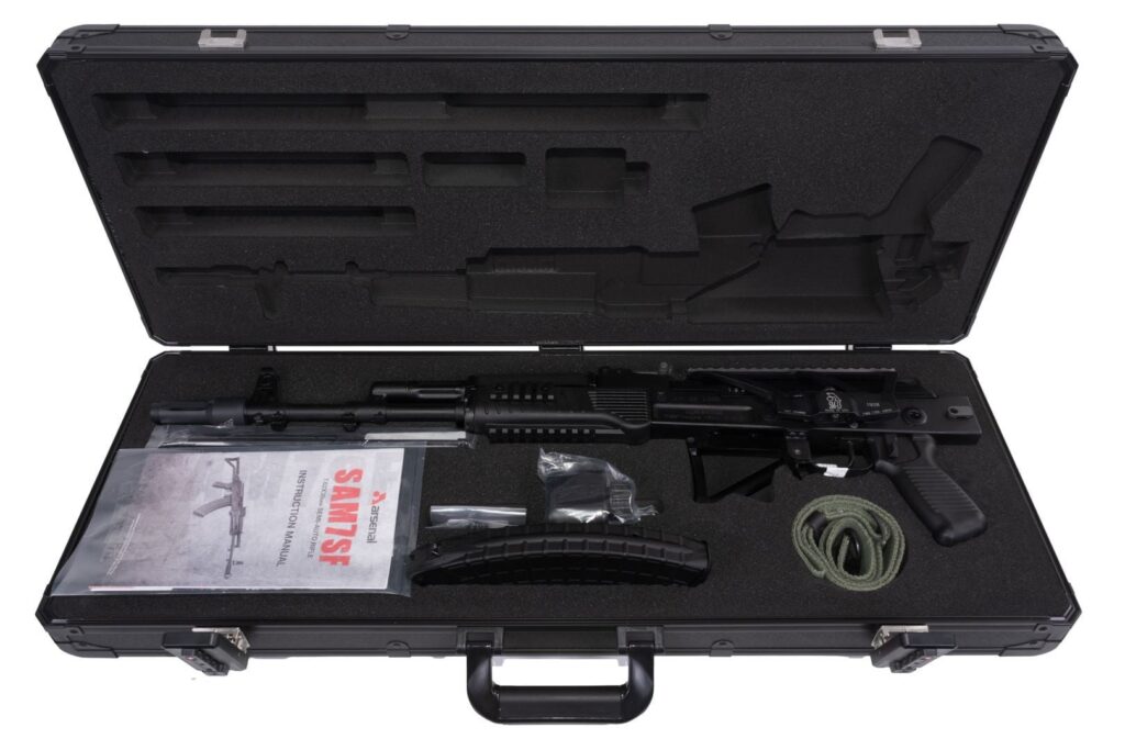 A picture of 0013330 arsenal sam7sf 762x39mm semi auto rifle picatinny rail handguard qd attachments 30rd mag hard case with USA Gun Store