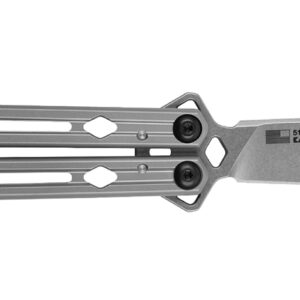 Kershaw 5150 Lucha  4.60" Butterfly Drop Point Plain Stonewashed 14C28N Steel Blade Bead Blasted Stainless Steel Handle