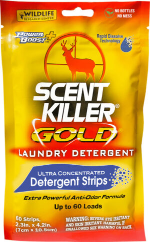 Wildlife Research 1285 Scent Killer Gold Laundry Detergent Strips Odor Eliminator Odorless Scent 60 Pack