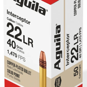Aguila 1B220320 Interceptor 22LR 40gr Copper Plated Solid Point 50 Per Box/20 Case