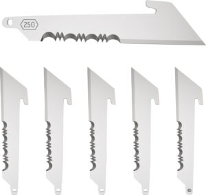 OUTDOOR EDGE 2.5" UTILITY BLDS - W/SERRATIONS BLACK BLADE 6-PK