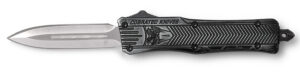 CobraTec Knives SSWCTK1SDAGNS CTK-1  Small 2.75" OTF Dagger Plain D2 Steel Blade/Stonewashed Aluminum Handle Features Glass Breaker Includes Pocket Clip