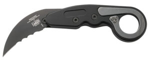 CRKT 4040V Provoke  2.41" Folding Hawkbill Veff Serrated Black TiCN D2 Steel Blade, Black Aluminum Handle, Includes Pocket Clip