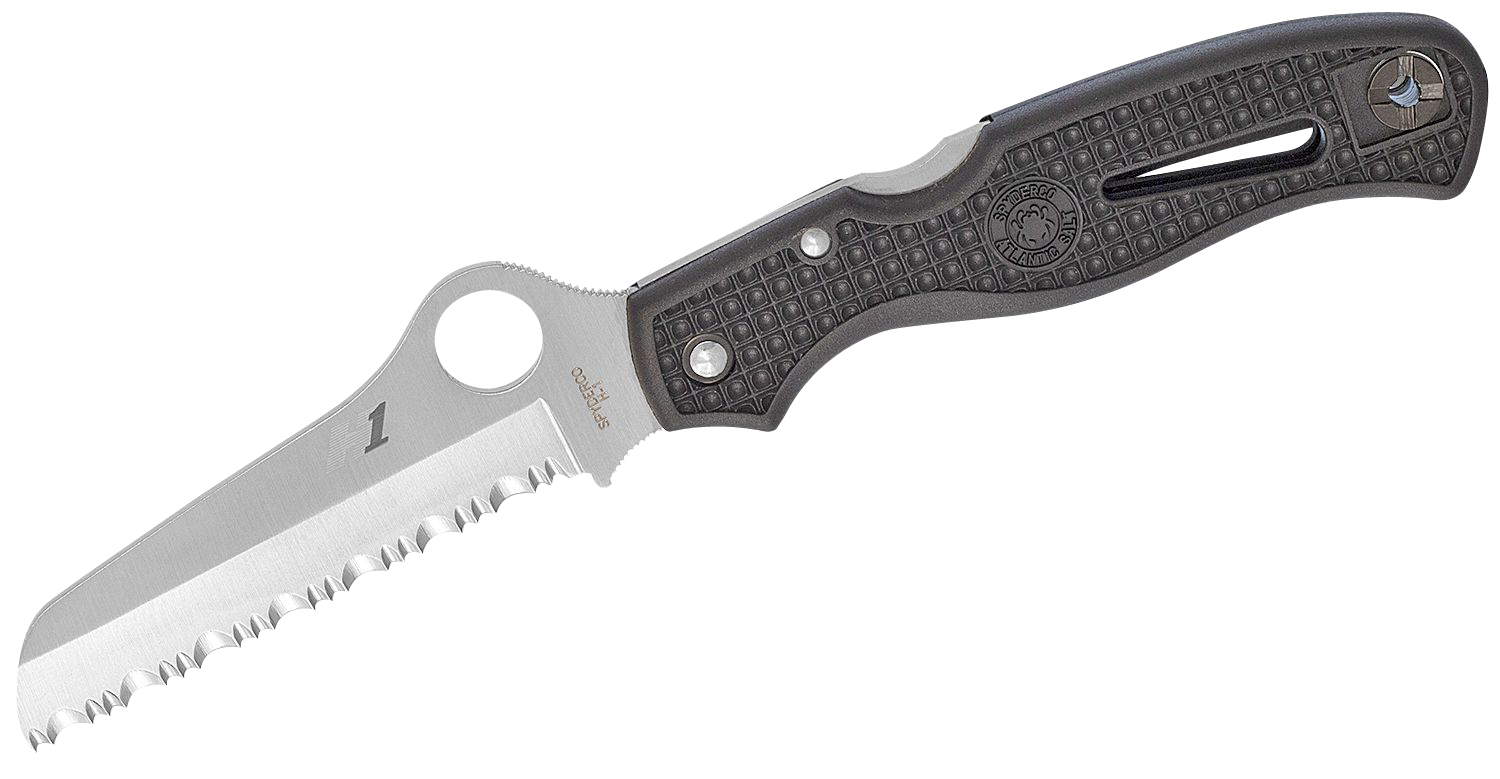 Spyderco C89SBK Atlantic Salt 3.69" Folding Sheepsfoot Serrated H1 Steel Blade Black Molded FRN Handle Includes Pocket Clip