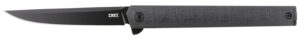CRKT 7097K CEO Blackout 3.35" Folding Plain Black EDP AUS-8A SS Blade/Black GRN Handle Includes Pocket Clip