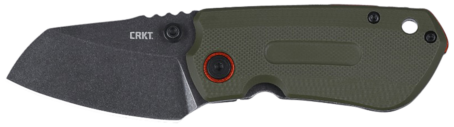 CRKT 6277 Overland Compact 2.24" Folding Plain Stonewashed D2 Steel Blade, Green w/Orange Accents G10/SS Handle, Includes Pocket Clip