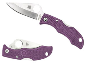 Spyderco LPRP3 Ladybug 3 Salt 1.94" Folding Plain Stonewashed H2 Steel Blade/Purple Bi-Directional Texturing FRN Handle