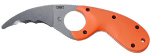 CRKT 2511ER Bear Claw  2.39" Fixed Hawkbill Veff Serrated Stonewashed AUS-8A SS Blade, Blaze Orange Textured GRN Handle