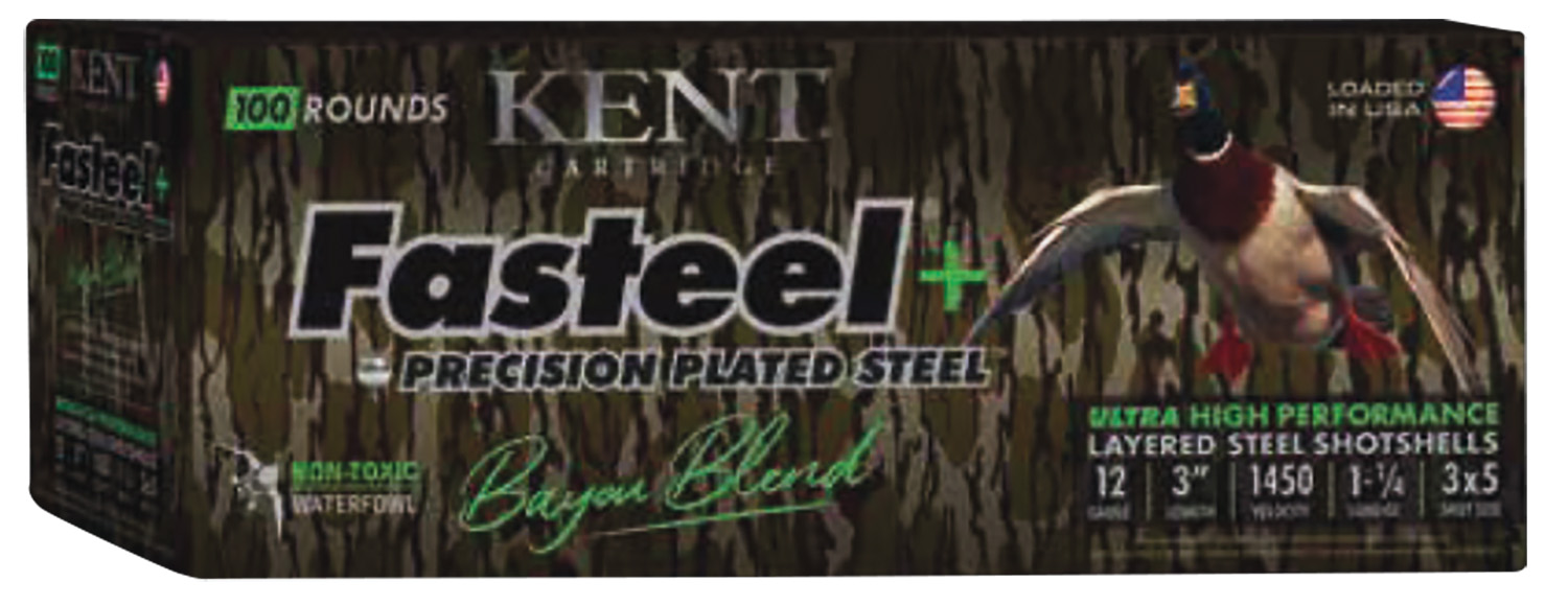 Kent Cartridge CC123FSP363X5 Fasteel + Precision Steel Sports South Exclusive Bayou Blend 12Gauge 3″ 1 1/4oz 3x5Shot 100Per Box/2 Case *Case Only | USA Gun Store