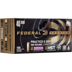 Federal Practice & Defend Pistol Ammo 40 S&W 180 gr. HST/Syntech 100 rd.