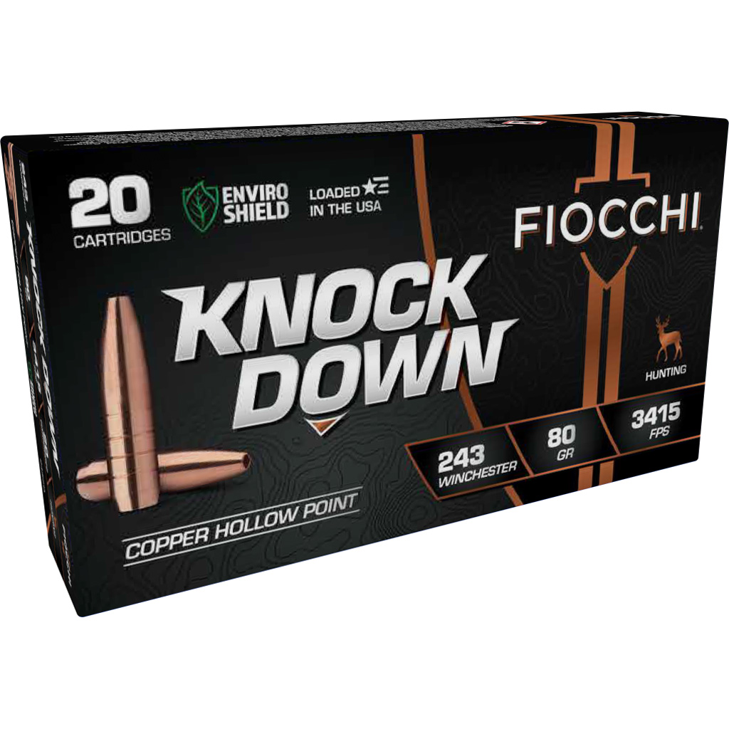 Fiocchi Knock Down Enviro Shield Brass .243 Win 80 Grain 20-Rounds HP