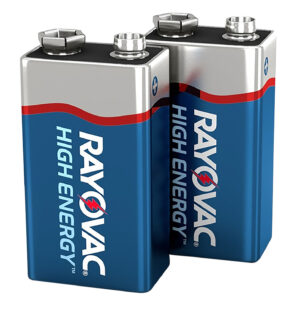 Rayovac A16042J 9V HIGH ENERGY Alkaline Batteries Silver/Blue 9 Volts 565 mAh (2) Single Pack