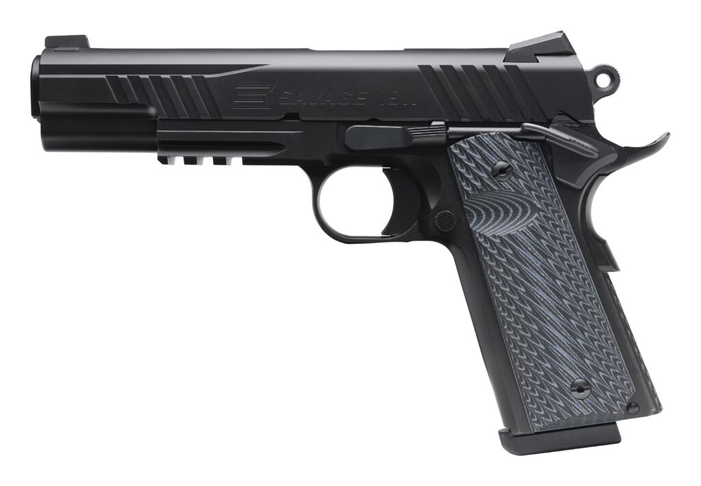 Savage Arms 67211 1911 Government 9mm Luger 10+1 5″ Black Stainless Steel Barrel. Black Nitride Serrated Stainless Steel Slide. Black Nitride Stainless Steel Frame w/Picatinny Rail, Black VZ Grip