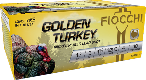 FIOCCHI GOLDEN TURKEY 12GA - 3" 1-3/4OZ #4 10RD 10BX/CS