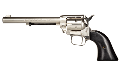 Heritage Rough Rider Revolver .22 LR 6rd Capacity 6.5″ Barrel Silver Nickel With Black Grips | USA Gun Store