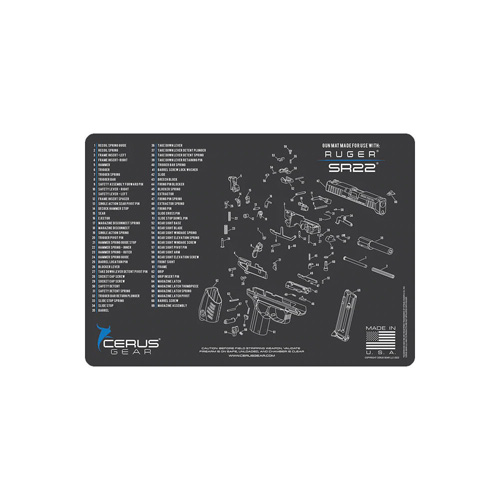 Ruger SR22 Schematic Handgun MAT – Charcoal Gray/cerus Blue, 12″ X 17″