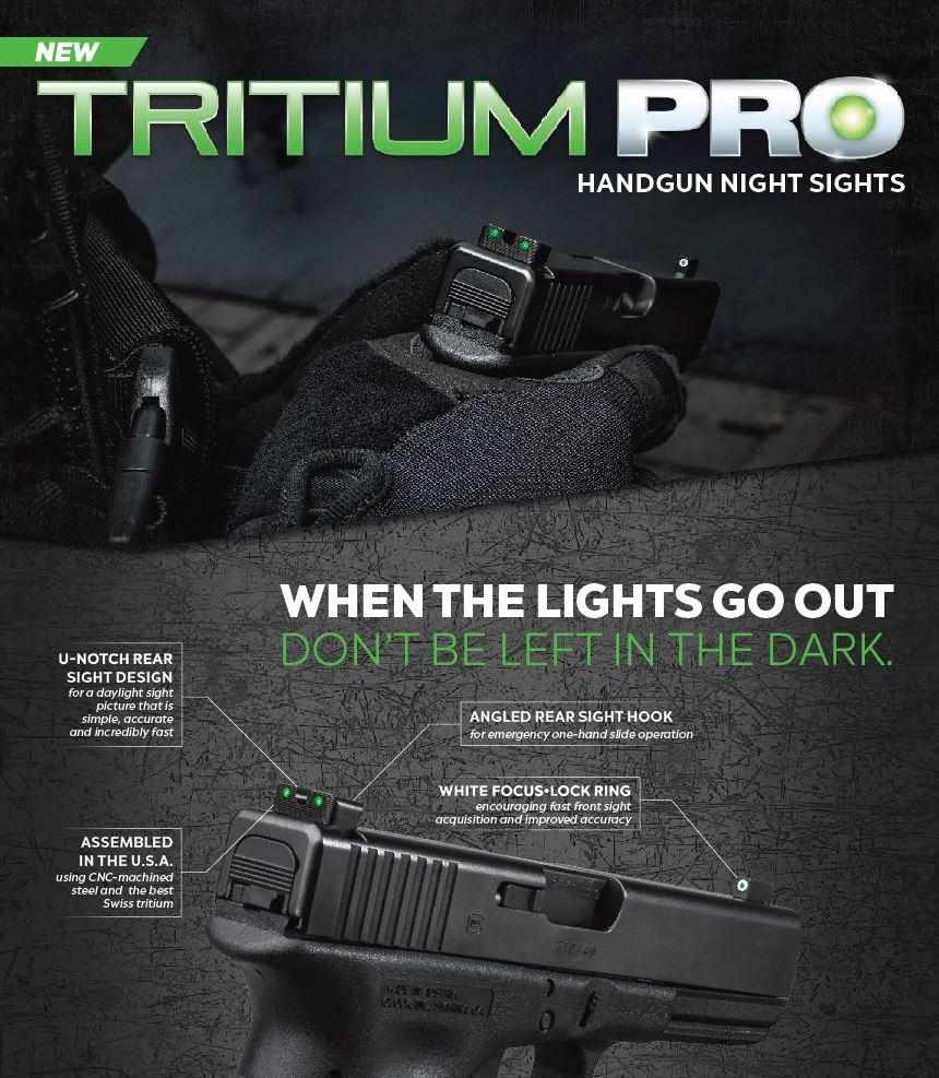 TruGlo TGTG231A1W Tritium Pro Black | Green Tritium White Outline Front Sight Green Tritium Rear Sight | USA Gun Store