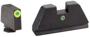 AmeriGlo GL391 Optic Compatible Sight Set for Glock  XL Tall Green Tritium LumiGreen Outline Front Sight-Green Tritium  Rear Sight