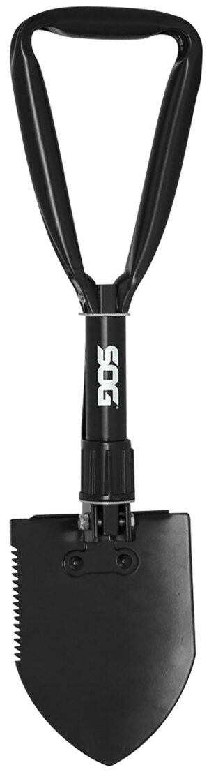 S.O.G SOGF08N Entrenching Tool  Folding Shovel Plain/Serrated Blade Black Powder Coated High Carbon Steel Handle 18.25" Long Includes Sheath