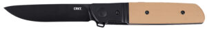 CRKT 5720B Bamboozled  3.34" Folding Plain Black Oxide D2 Steel Blade, Bronze/Black G10/SS Handle