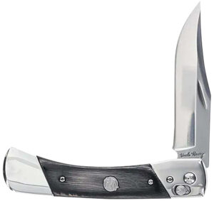 Uncle Henry 1222013 Bear Paw  3.80" Folding Plain 7Cr17MoV SS Blade, Black/SS Wood Laminate Handle
