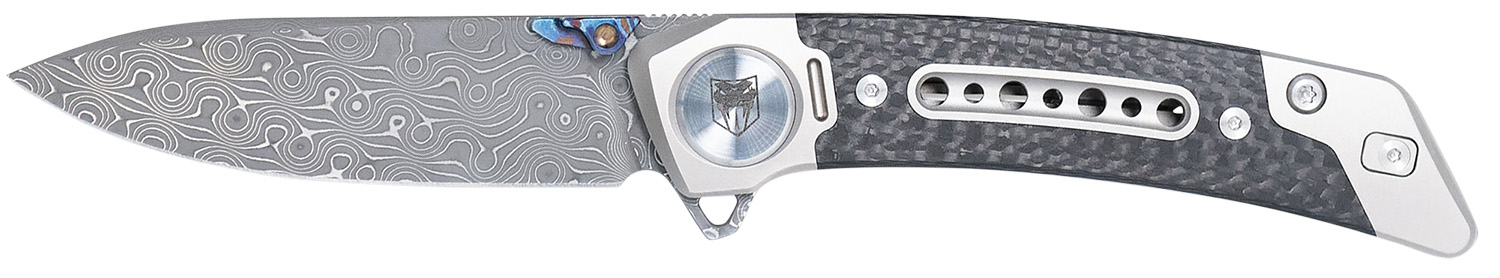 CobraTec Knives CTEMPDAMDNS Emperor 3" Folding Drop Point Plain Damascus VG-10 SS Blade, 4.25" Carbon Fiber/SS Titanium Handle