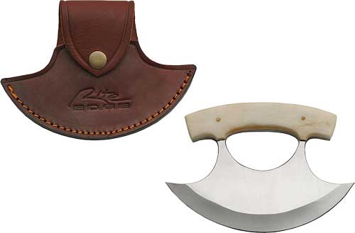 SZCO RITE EDGE 6″ BONE HANDLE – ULU W/LEATHER SHEATH | USA Gun Store,
