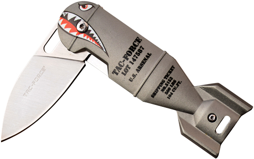 MC TAC-FORCE 2.25″ DROP POINT – FOLDER GREY SHARK BOMB/SS | USA Gun Store
