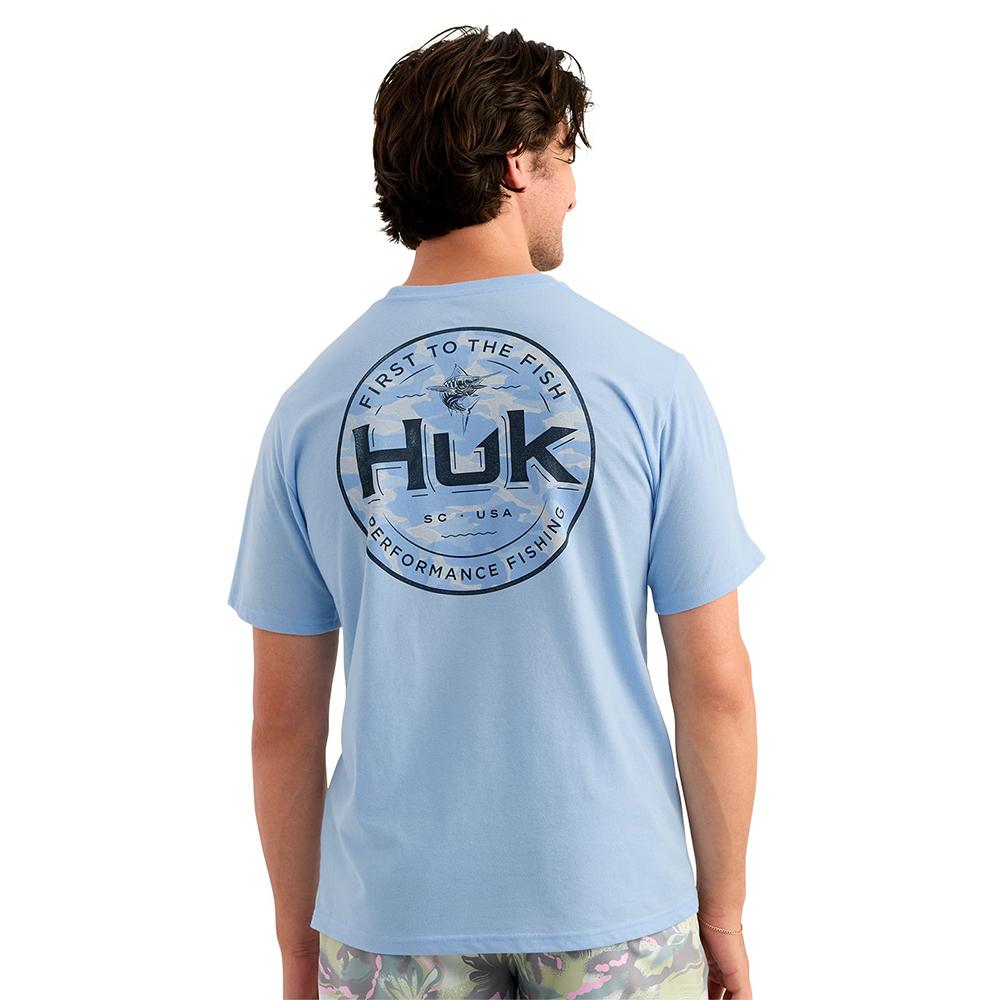 Huk Marlin Circle Short Sleeve Pocket Shirt Cerulean L