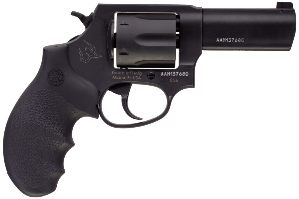 Taurus 285631NS 856 Defender 38 Special +P Caliber With 3″ Barrel, 6rd Capacity Cylinder, Overall Matte Black Finish Stainless Steel, Finger Grooved Black Hogue Rubber Grip & Night Front Sight | USA Gun Store