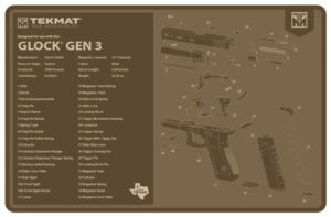 TekMat TEKR17GLOCKG3FDE Glock Gen 3 Cleaning Mat Flat Dark Earth Rubber 11"x17" Glock Gen 3 Parts Diagram