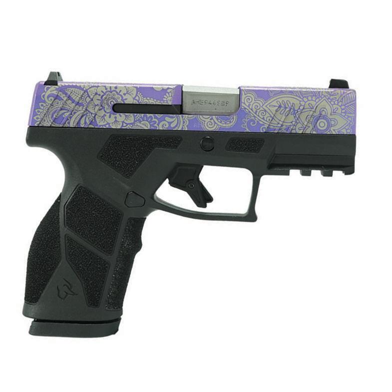https3A2F2Fmedia.chattanoogashooting.com2Fimages2Fproduct2FTX1GX29315X13PPP2Ftaurus_gx2_purple_paisley_handgun_9mm_luger_13rd_magazines_2_3_38_barrel_black_frame_custom_slide_tx1gx2931ppp_0001_Righ