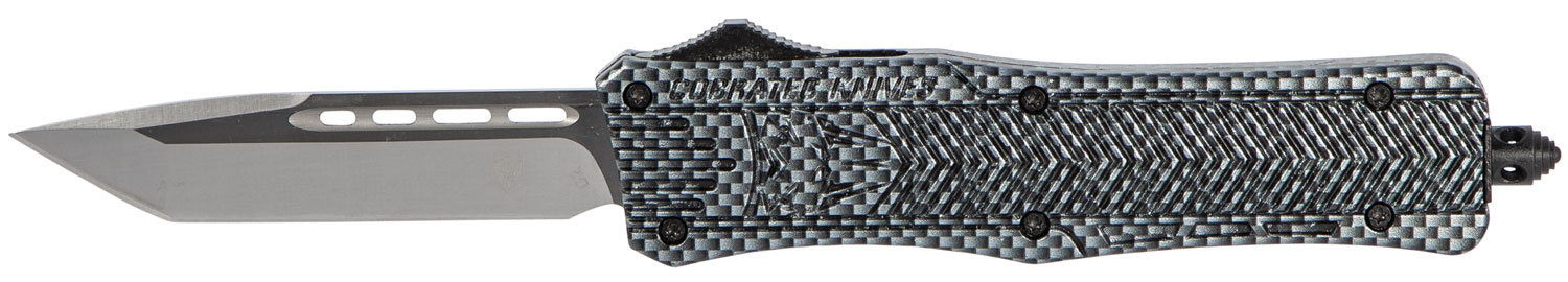 CobraTec Knives MCFCTK1MTNS CTK-1 Medium 3" OTF Tanto Plain D2 Steel Blade/Carbon Fiber Aluminum Handle Features Glass Breaker Includes Pocket Clip