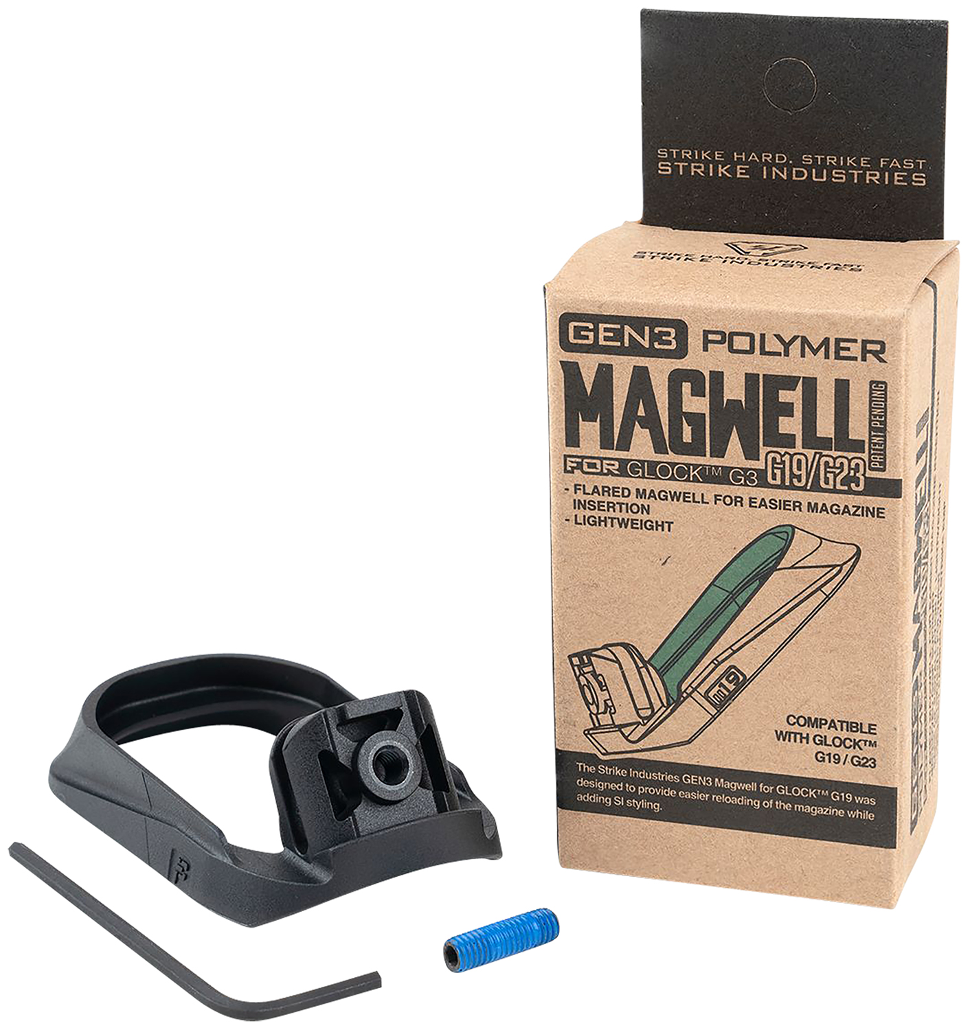 Strike Industries G3MAGWELL19 Flared Magwell Black Polymer for Gen 3 Glock 19 & 23