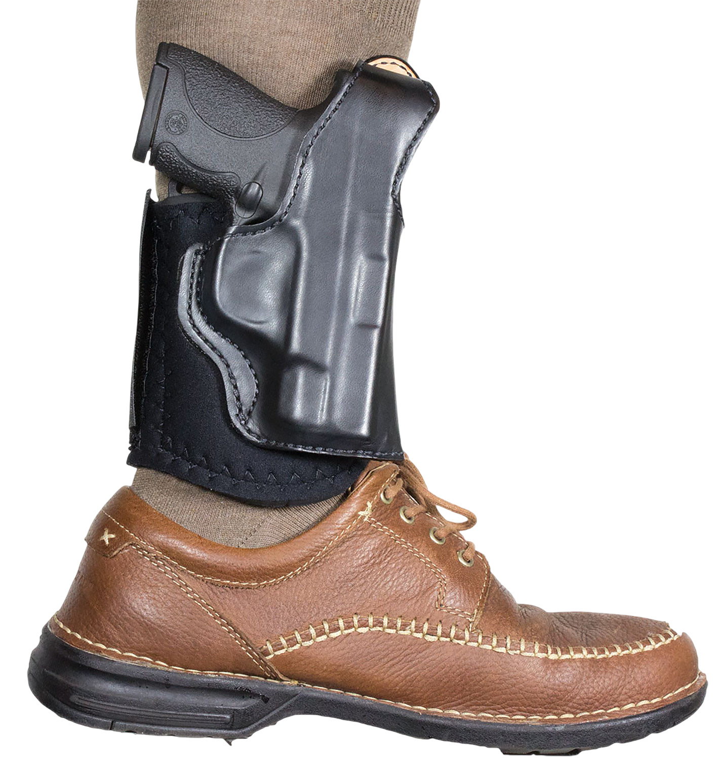 DeSantis Gunhide 014PC5ZZ0 Die Hard Rig Ankle Black Leather Fits S&W Bodyguard 2.0 Right Hand