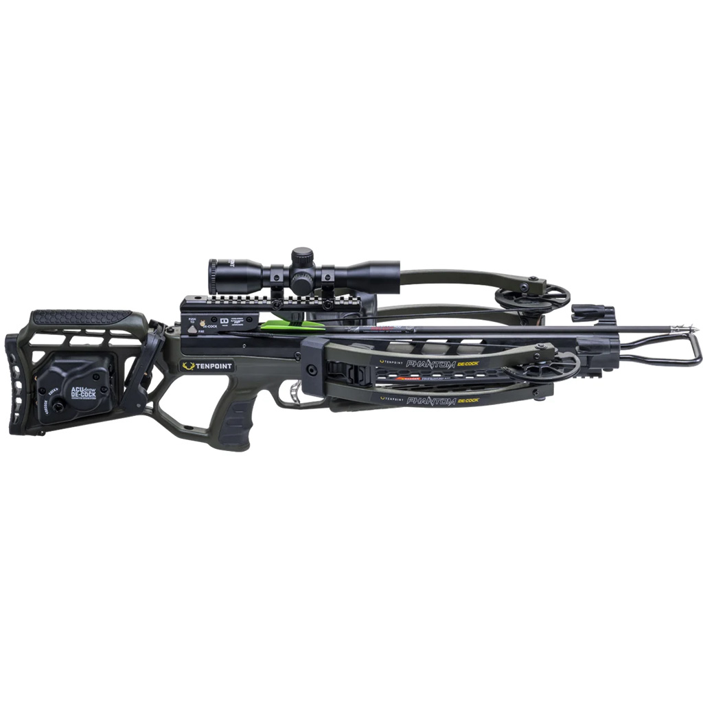 TenPoint Phantom Decock Crossbow Package ACUdraw De-Cock ProView 400 Scope Moss Green