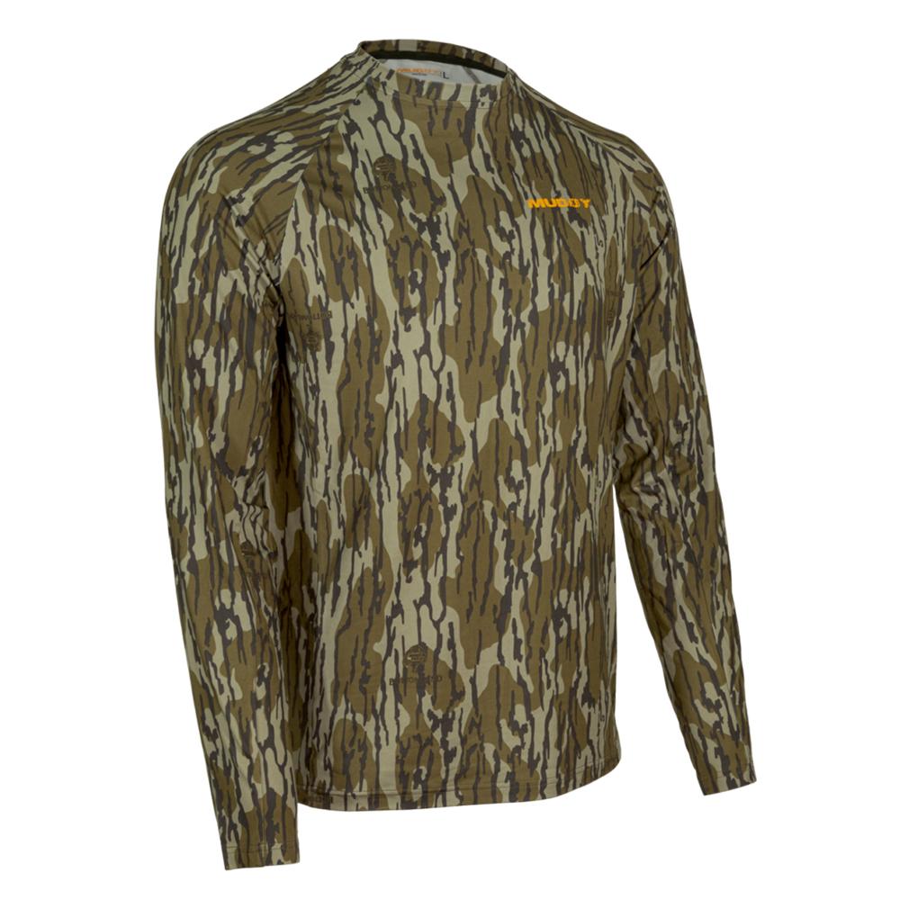 Muddy Base Layer Crew Long Sleeve Shirt Mossy Oak Bottomland S