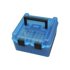 MTM Flip Top Ammo Box for 22-250/.243/.308 Win/.220 Swift 100 Rounds Clear Blue