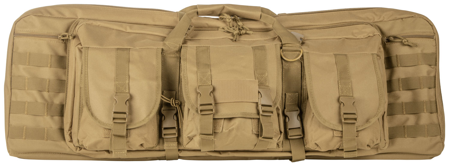 NcStar CVDC2946T42 VISM Double Carbine Case Tan PVC Nylon w/ Foam Padding Lockable Zippers Pockets & MOLLE Webbing