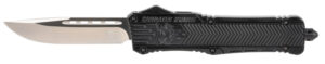 CobraTec Knives LBCTK1LDNS CTK-1  Large 3.75" OTF Drop Point Plain D2 Steel Blade/Black Aluminum Handle Features Glass Breaker Includes Pocket Clip