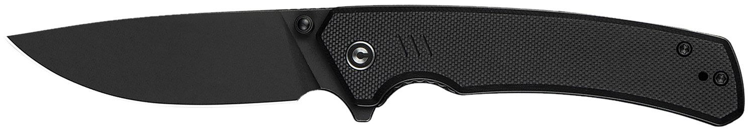 Civivi Knives C24012-1 Merit 3.28" Folding Drop Point Plain Black Stonewashed 14C28N Steel Blade, Black Textured G10 Handle