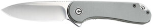 Civivi Knives C907B Elementum  2.96" Folding Tanto Plain Black Stonewashed D2 Steel Blade, 4.03" Gray Textured Micarta Handle