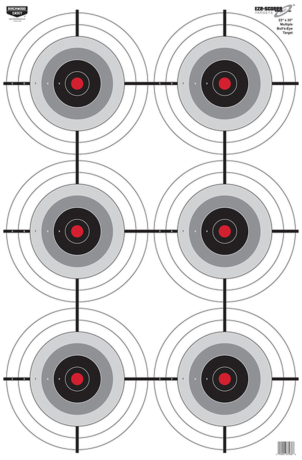 Birchwood Casey 37038 EZE-Scorer  6-Bullseye Paper Target 23" x 35" 100 Per Pack