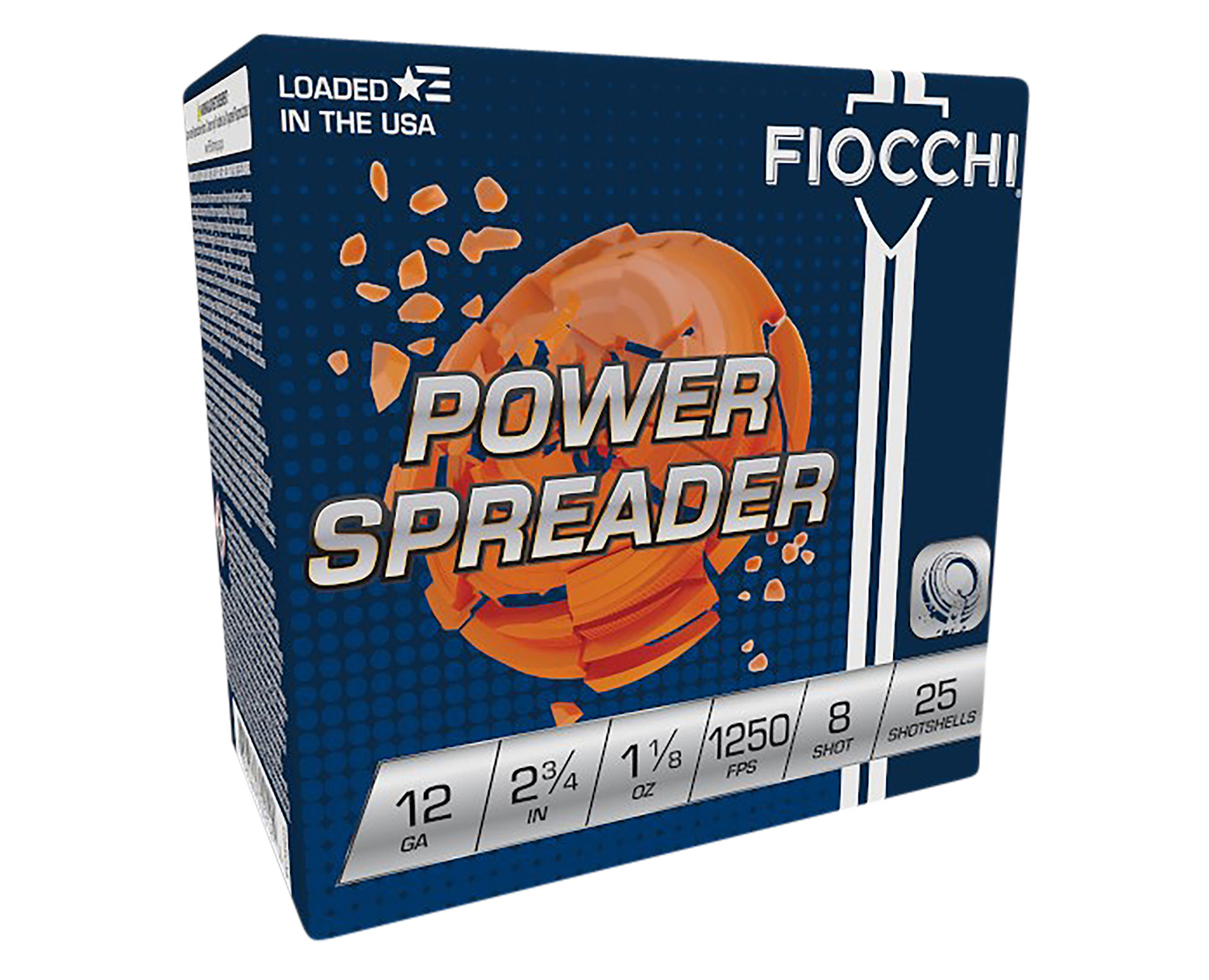 Fiocchi 12SSCX8 Exacta Target Power Spreader 12Gauge 2.75" 1 1/8oz 8Shot 25 Per Box/10 Case