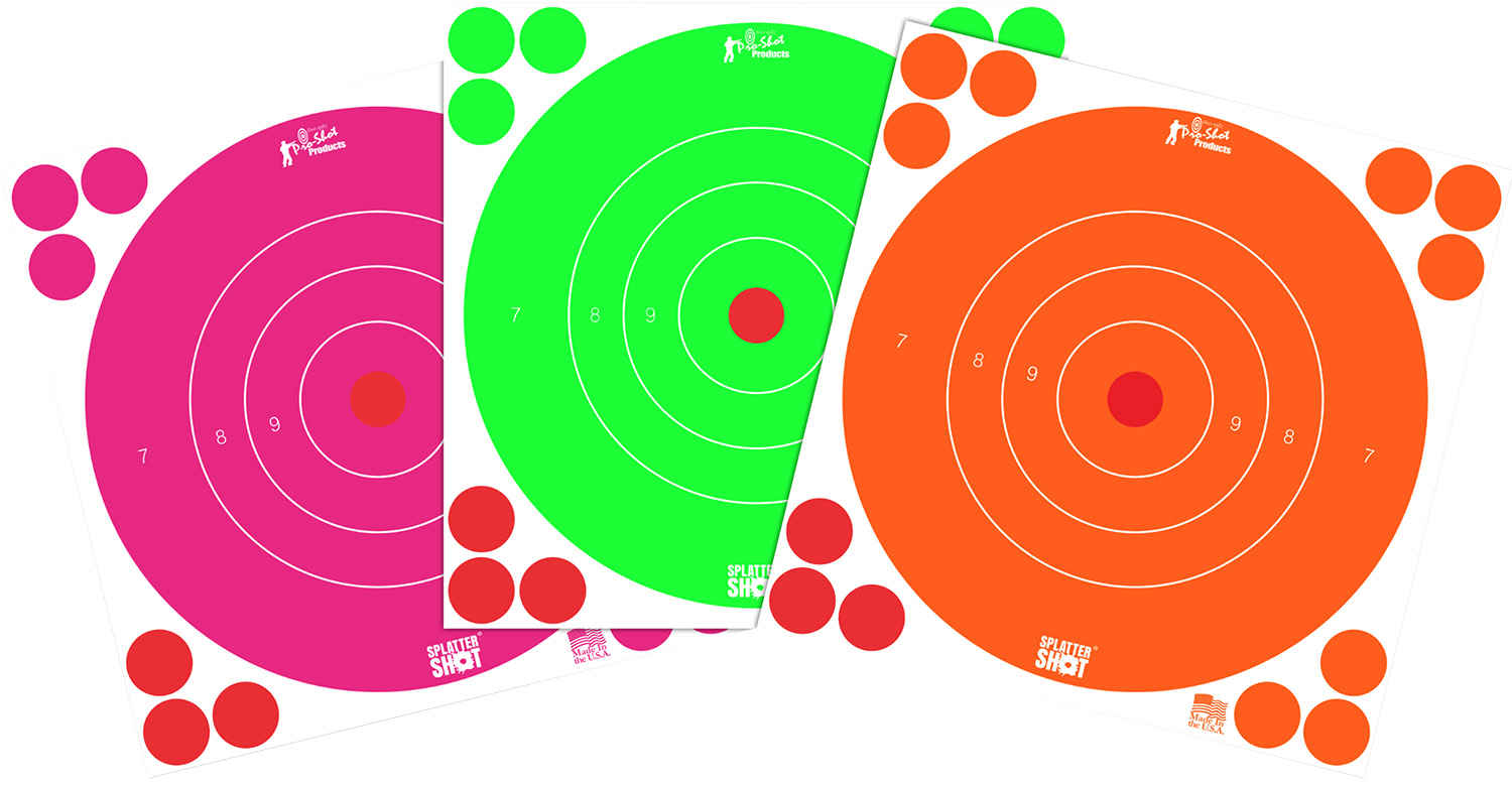 Pro-Shot 8BFL6COMBO SplatterShot 8" Bullseye Self-Adhesive Orange/Pink/Green 6 Pack