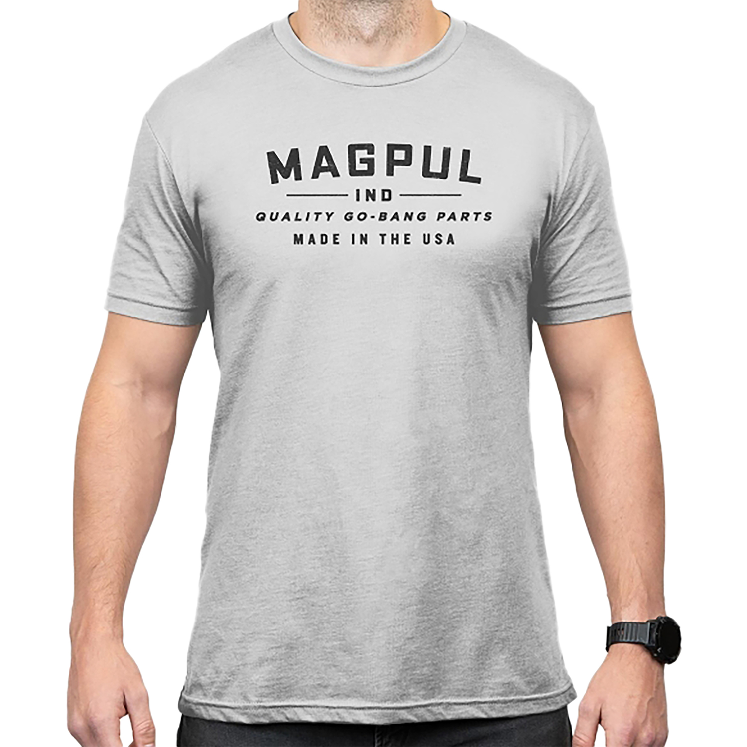 Magpul MAG1112-041-L Go Bang Parts Stone Gray Heather Cotton/Polyester Short Sleeve Large