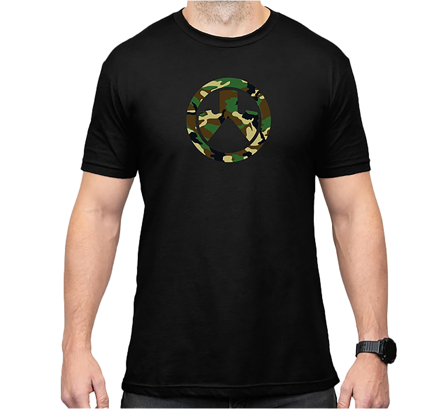 Magpul MAG1225-001-L Woodland Camo Black Cotton/Polyester Short Sleeve Large
