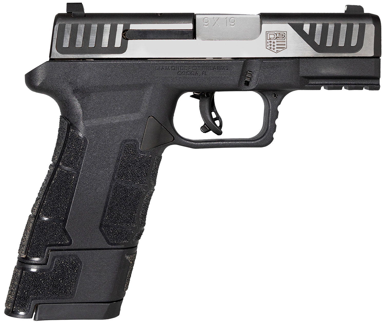 Diamondback DB0300P031 AM2 Sub-Compact Frame 9mm Luger 17+1, 3.50" Stainless Steel Barrel, Serrated Stainless Steel Slide, Black Polymer Frame w/Picatinny Rail & Polymer Grip